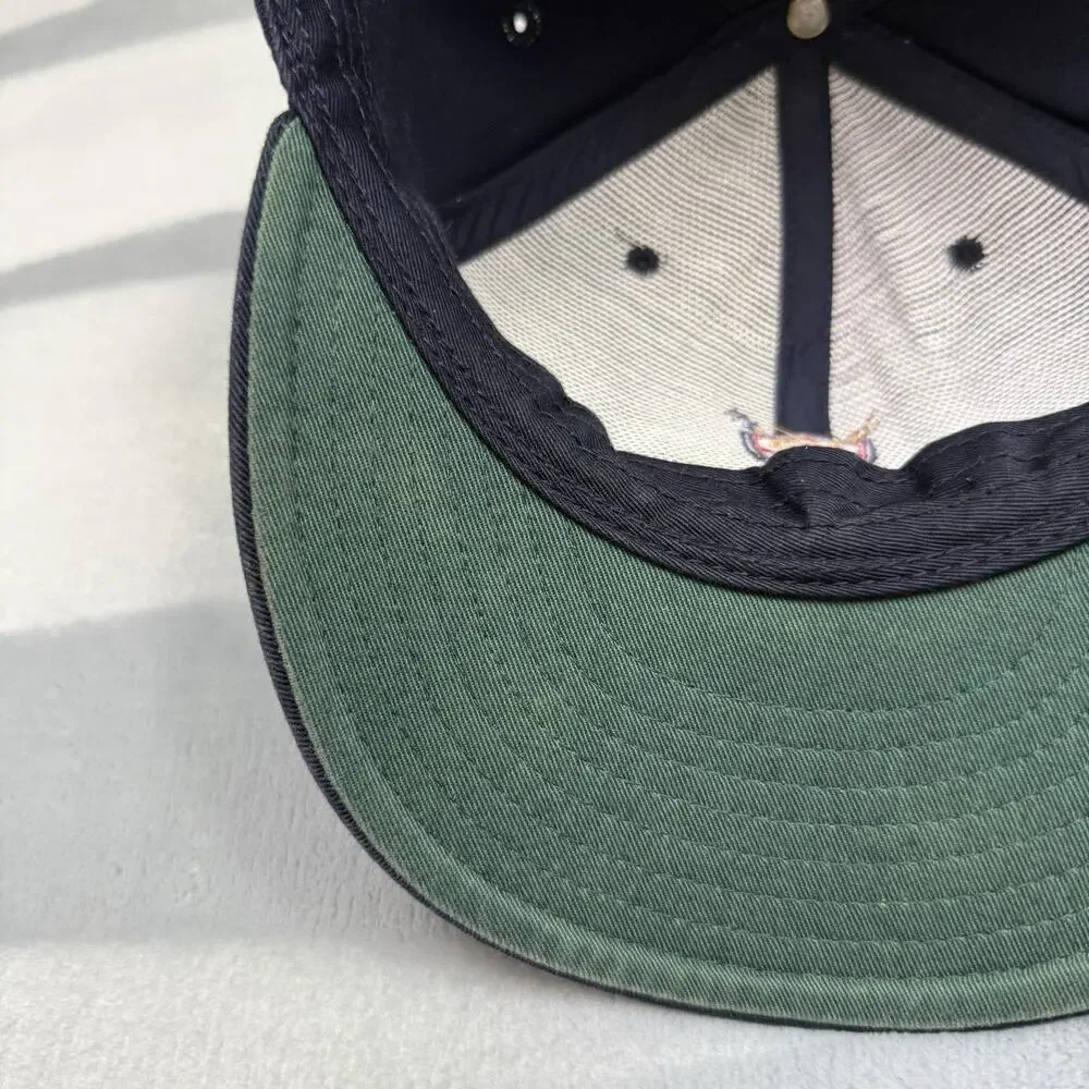 Vintage 90s Polo Ralph Lauren Golf Fitted Hat Navy Blue Plaid Crest Size Large
